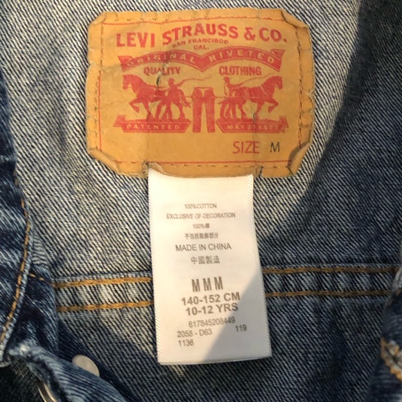 Levis Classic Trucker Blue Denim jean Jacket Boys Medium 10-12 Youth - Picture 3 of 7